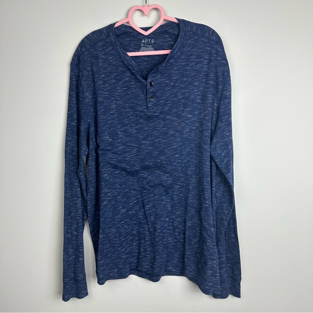 Apt. 9 Blue Long Sleeve Henley Shirt Size XL